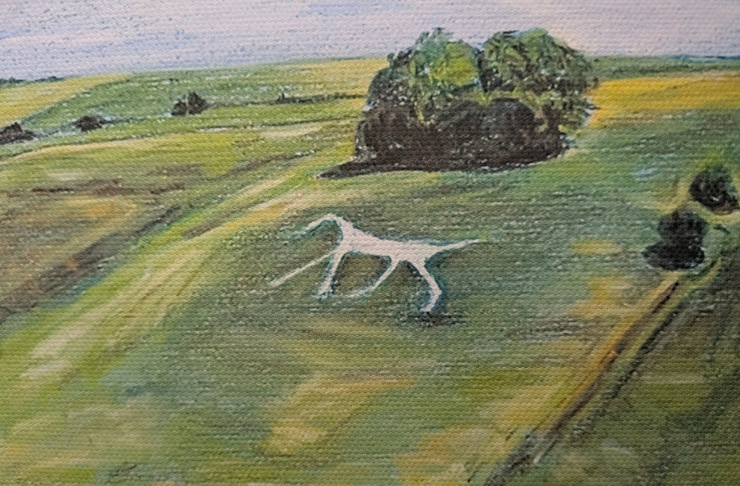 Wiltshire Hackpen White Horse Landscape Printed Canvas, From Original Pastel Artwork