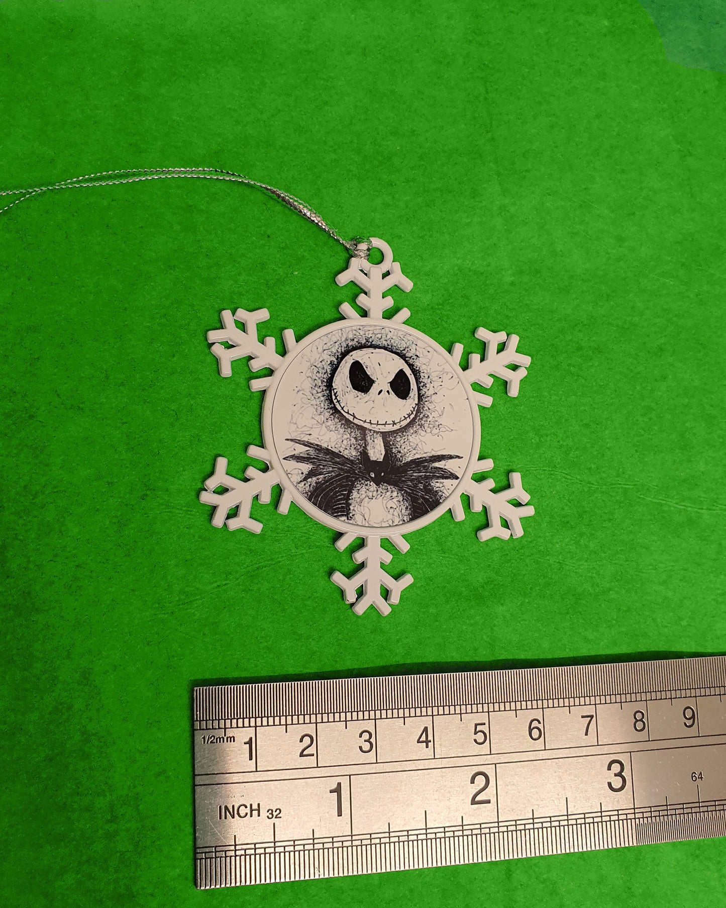 TNBC Nightmare Before Christmas, double sided metal snowflake decorations from hand drawn art