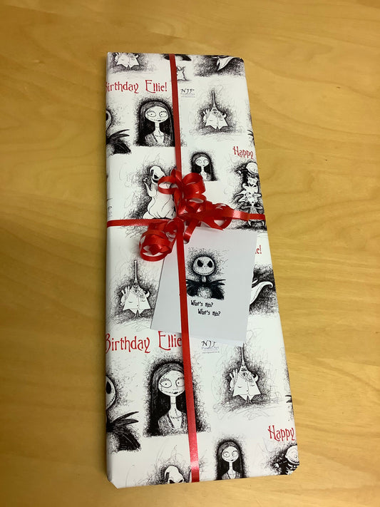 Custom TBNC Nightmare Before Christmas Wrapping paper, personalised gift wrap inc tags & ribbon