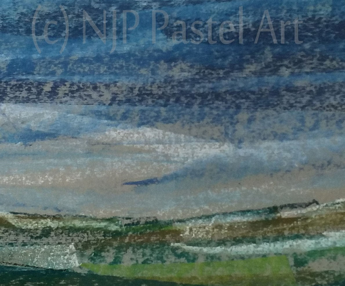Rural abstract landscape, Wiltshire Landscape, The Ridgeway, "Lower Hackpen" Limited Edition Prints & Gifts from abstract pastel original