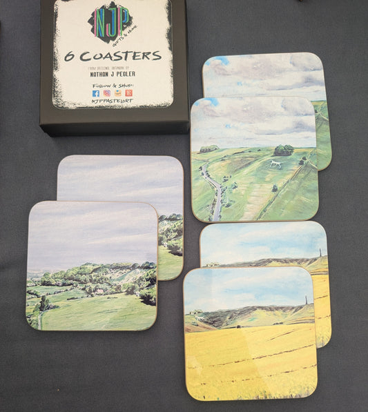 Wiltshire White horses coaster set (6 coasters and box)