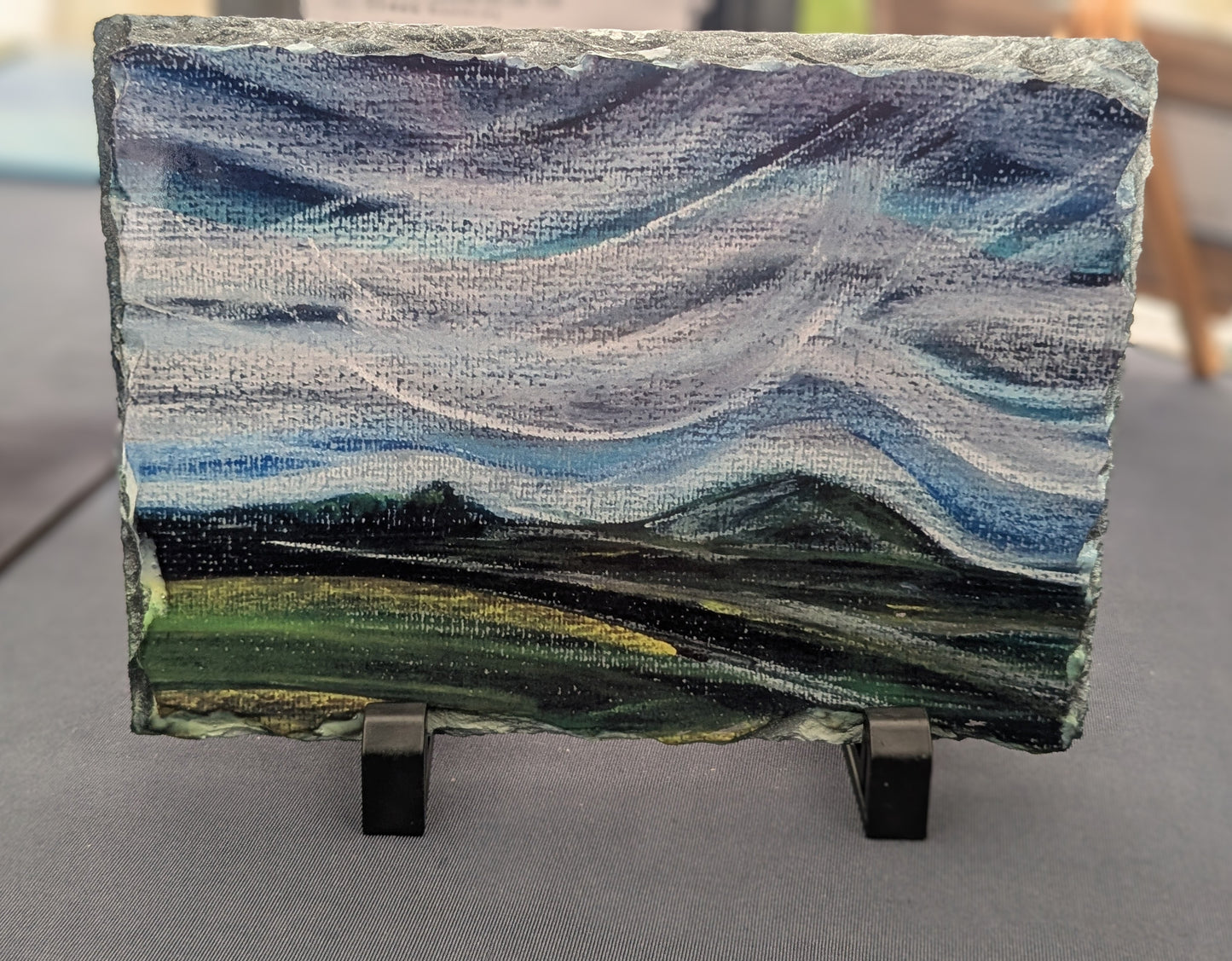 "Summer Silbury" printed slate. Limited edition. From Hand drawn original