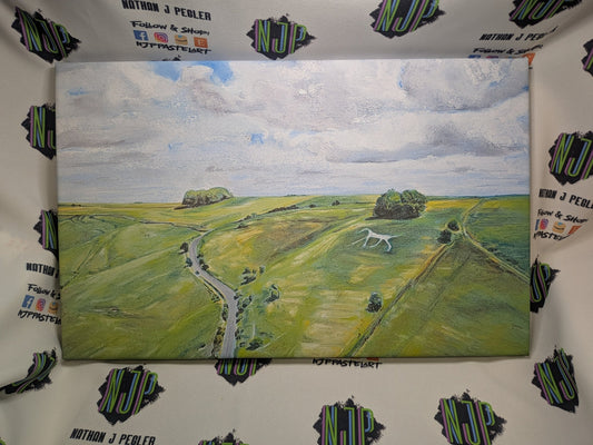 Wiltshire Hackpen White Horse Landscape Printed Canvas, From Original Pastel Artwork