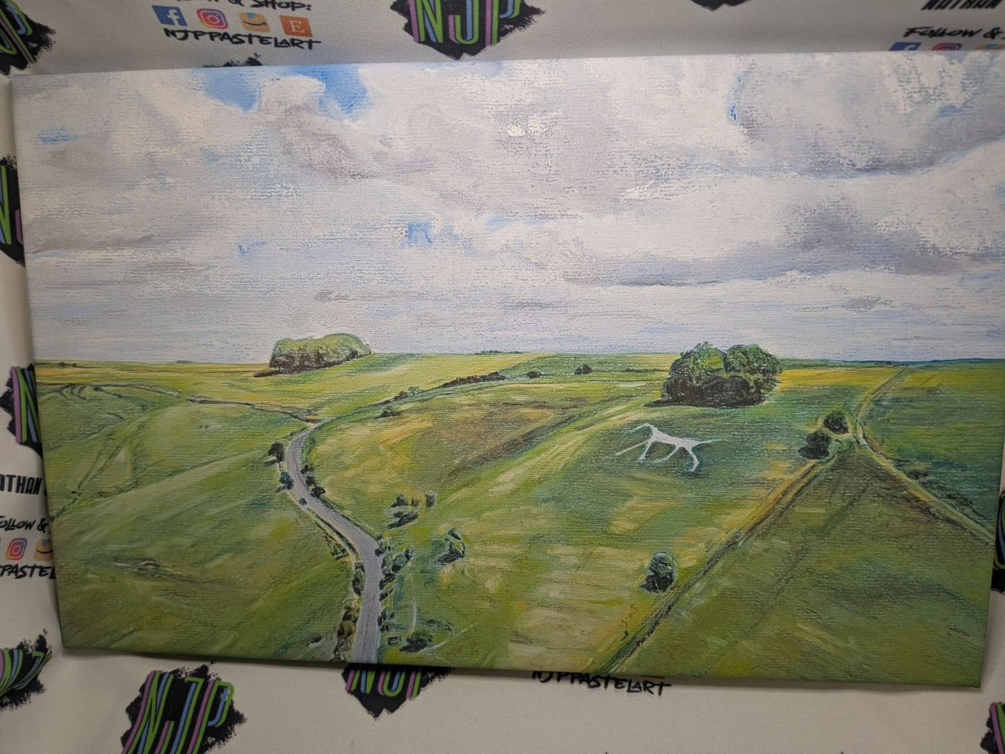 Wiltshire Hackpen White Horse Landscape Print, From Original Pastel Artwork