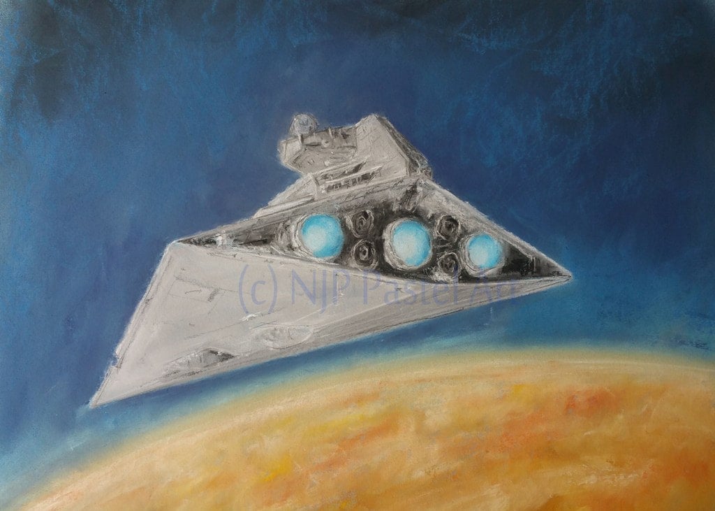 Star Wars art, Star Destroyer Space ship, Destroyer - Limited Edition Print,  from Star Wars Inspired pastel original