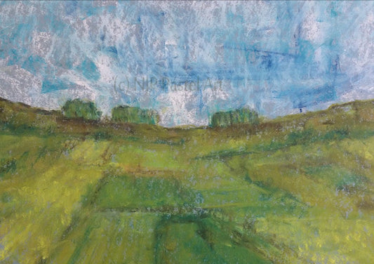 Wiltshire landscape, Rural art, The Ridgeway art, "Three Clumps" Limited Edition Prints & Gifts from abstract landscape pastel original