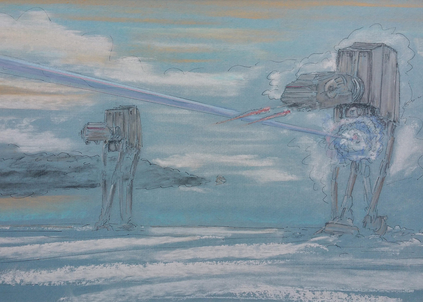 Star Wars Coaster, AT-AT beer mat, ice planet Hoth, from Star Wars Inspired pastel original, geek art, geeky gift, Star Wars beer mat