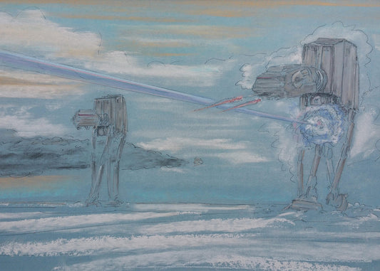 Star Wars Coaster, AT-AT beer mat, ice planet Hoth, from Star Wars Inspired pastel original, geek art, geeky gift, Star Wars beer mat