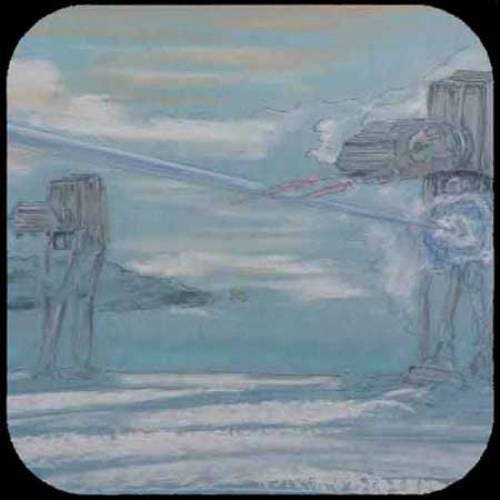 Star Wars Coaster, AT-AT beer mat, ice planet Hoth, from Star Wars Inspired pastel original, geek art, geeky gift, Star Wars beer mat