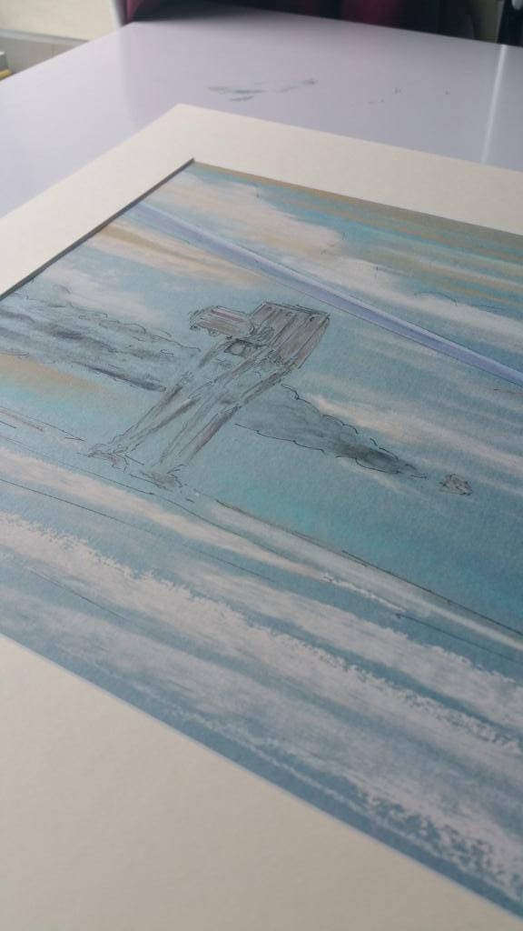 Star Wars Print of a pair of AT-AT on ice planet Hoth - Limited Edition Print,  from Star Wars Inspired pastel original, geek gift