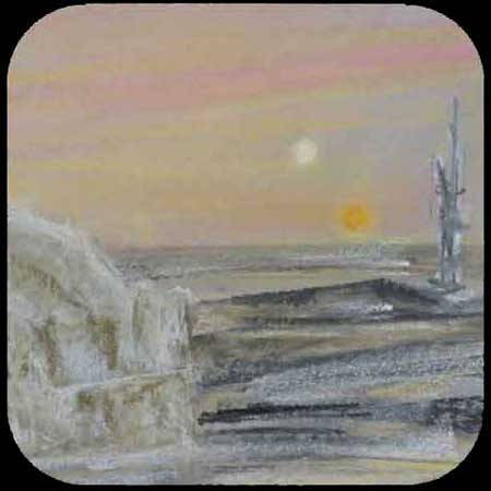 Star Wars coasters, Sci Fi coasters, xwing, death star, star destroyer, AT-AT, Star Wars artwork inspired pastel original