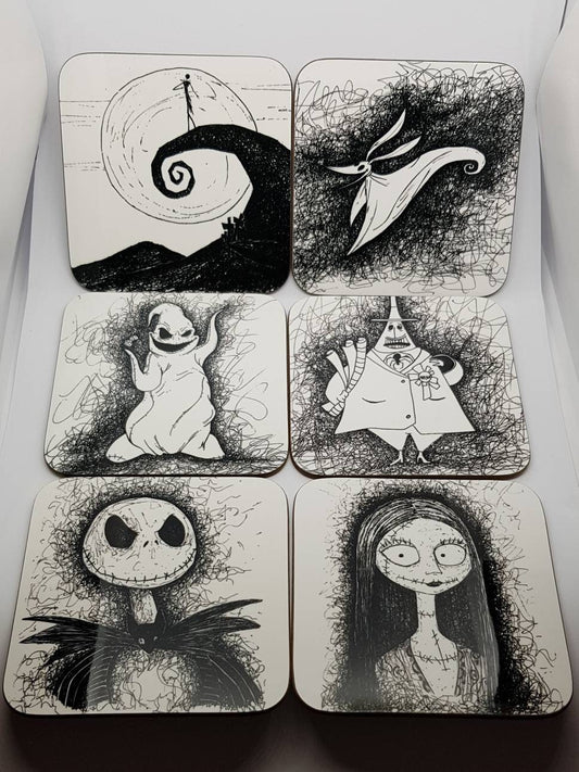 Nightmare Before Christmas Coaster, Jack beer mat, Sally, Zero: TNBC gifts from hand drawn originals