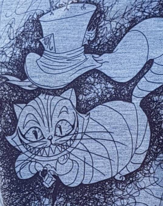 Cheshire cat tshirt, Alice in Wonderland gift, Cat t-shirt, Alice tshirt. Unusual gift for Alice fans. Hand drawn Cheshire cat