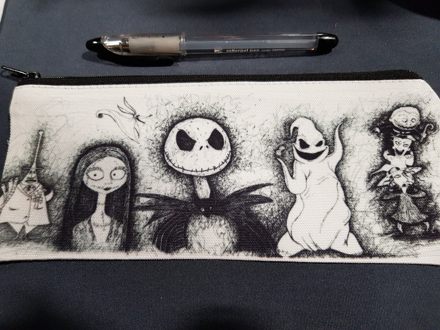 Nightmare Before Christmas Pencil Case from hand drawn artwork with Jack, Sally, Zero, Oogie Boogie, The Mayor and Lock, Shock & Barrel