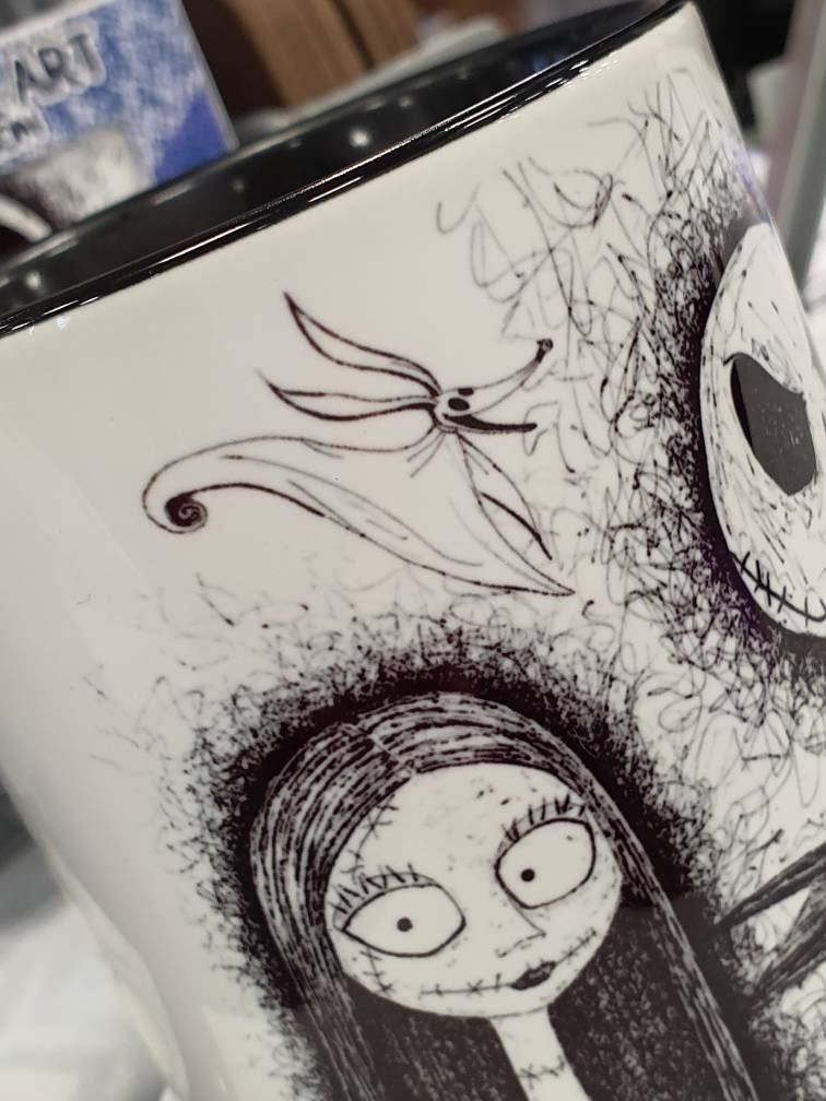 Nightmare Before Christmas (TBNC) mug of hand drawn Jack, Sally, Oogie Boogie, Lock, Shock and Barrell