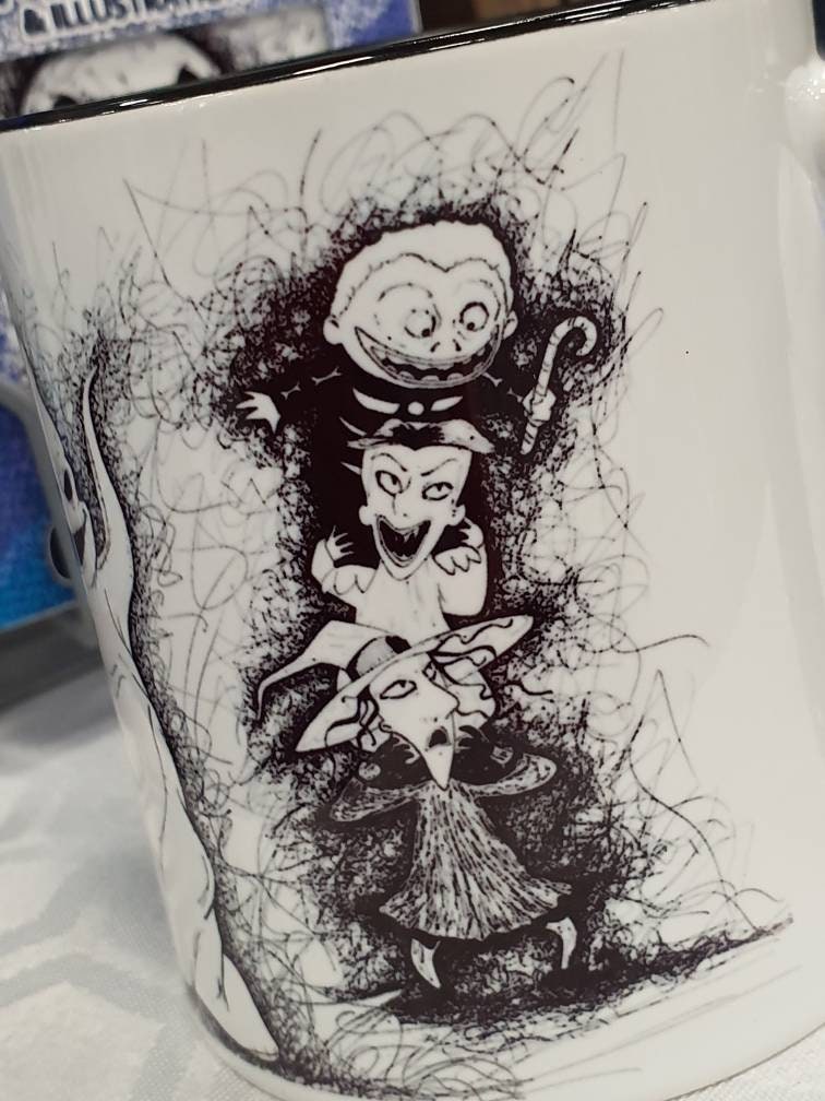 Nightmare Before Christmas (TBNC) mug of hand drawn Jack, Sally, Oogie Boogie, Lock, Shock and Barrell