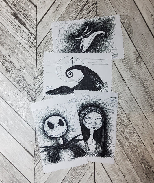 Nightmare Before Christmas Glass cloth, gadget cleaner, NBX gifts, Jack, Sally, Zero, Nightmare Before Christmas gifts, hand drawn originals