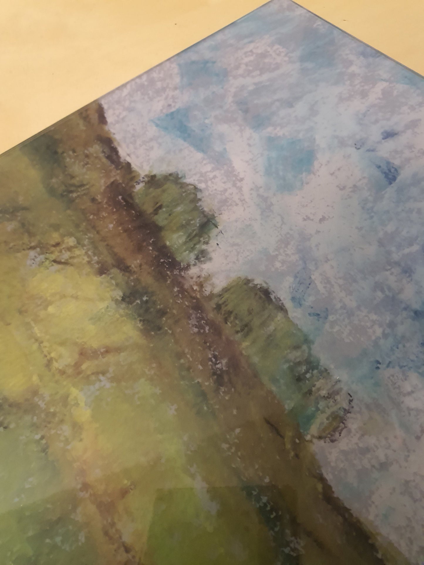 Wiltshire White Horse chopping board, The Ridgeway, scenery original pastel art glass  cutting board worktop saver countertop protector