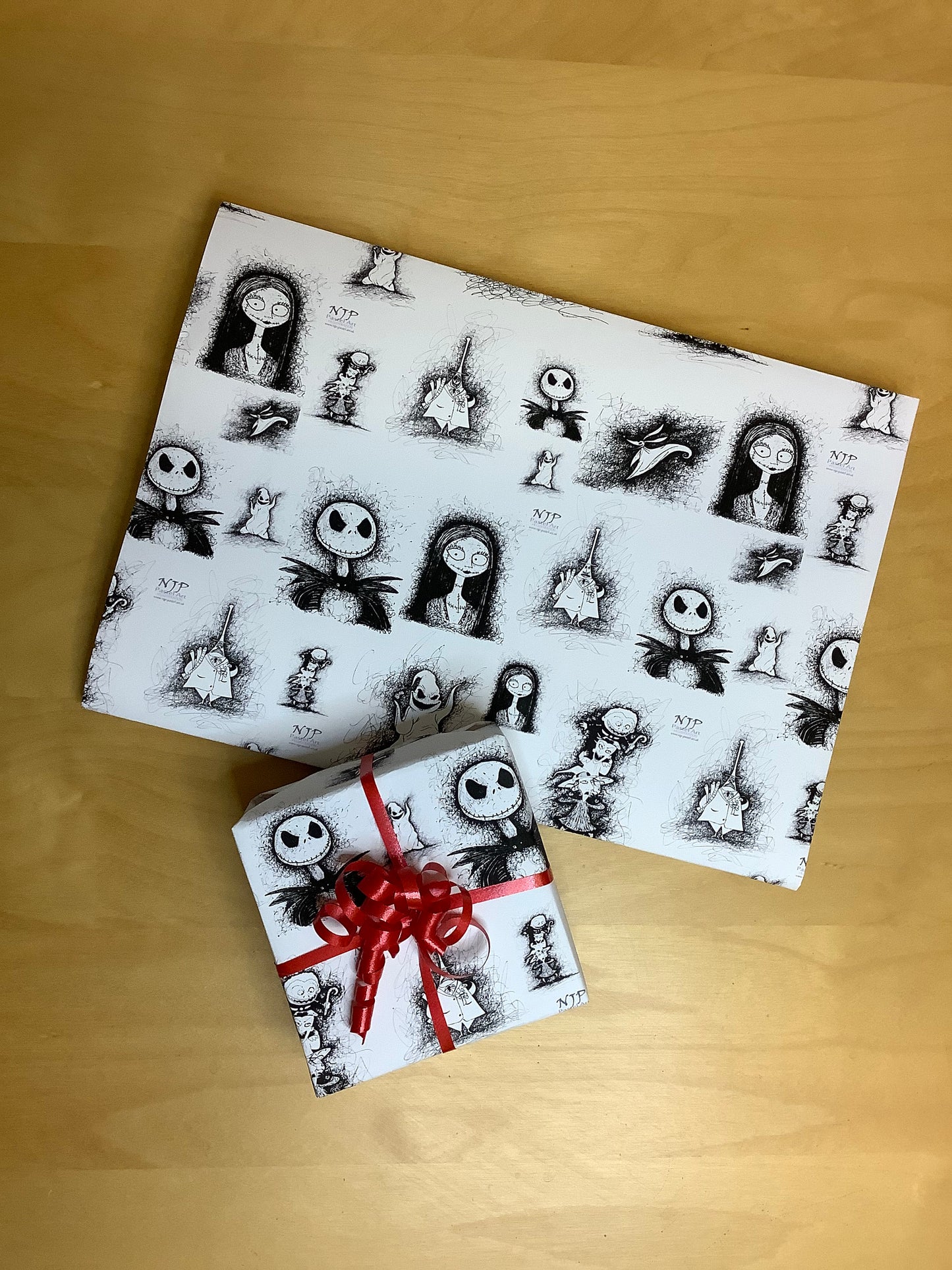 TNBC Nightmare Before Christmas Wrapping paper, gift wrap from hand drawn artwork