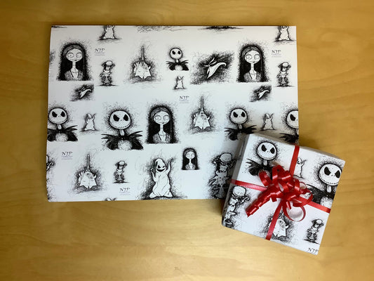 TNBC Nightmare Before Christmas Wrapping paper, gift wrap from hand drawn artwork