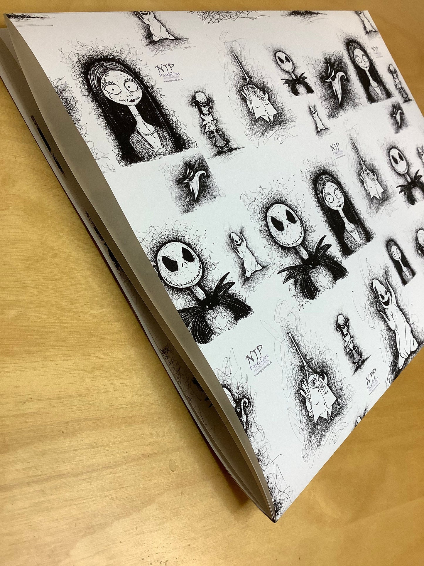 TNBC Nightmare Before Christmas Wrapping paper, gift wrap from hand drawn artwork