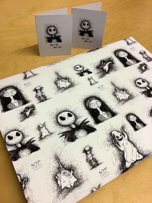 TNBC Nightmare Before Christmas Wrapping paper, gift wrap from hand drawn artwork