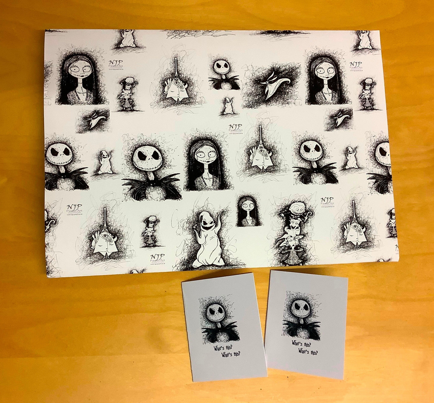 TNBC Nightmare Before Christmas Wrapping paper, gift wrap from hand drawn artwork