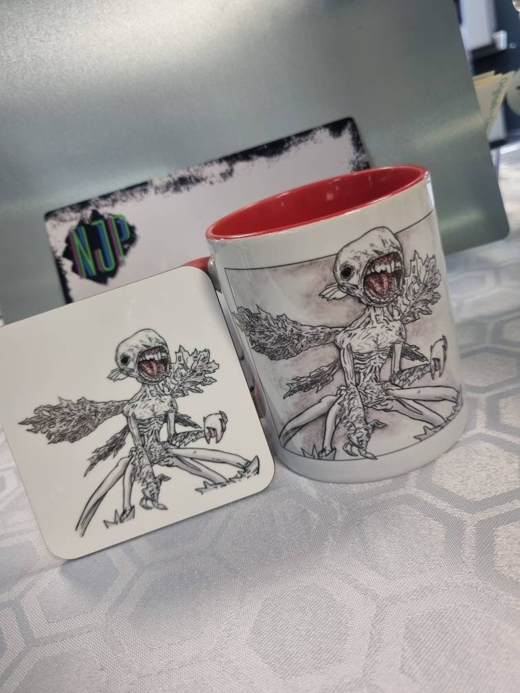 The Tooth Fairy, Toothfairy from Hellboy 2. Mug and coaster set, from hand drawn artwork. Can be personalised