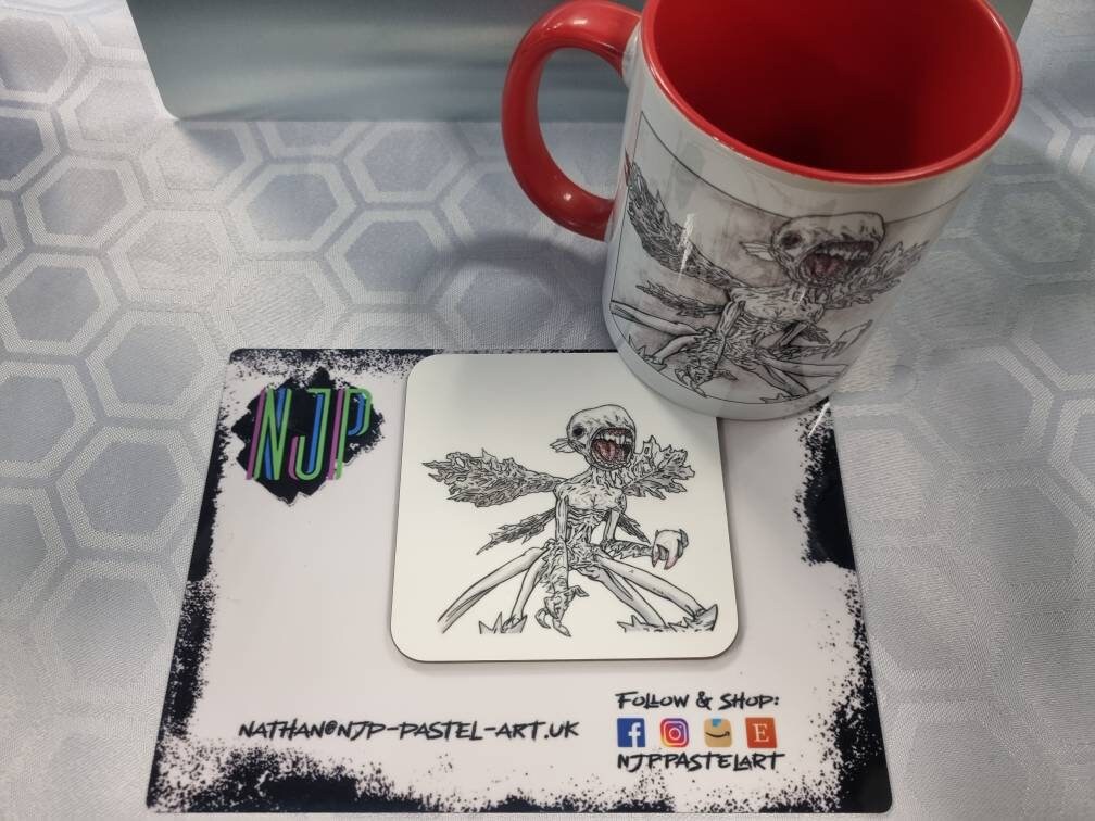 The Tooth Fairy, Toothfairy from Hellboy 2. Mug and coaster set, from hand drawn artwork. Can be personalised
