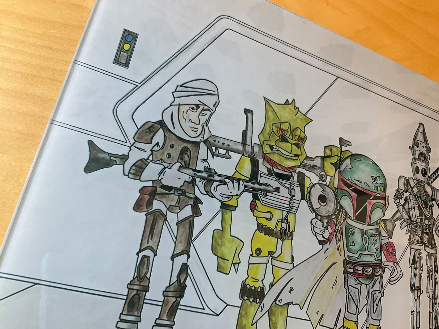 Bounty Hunters Boba Fett Star Wars Chopping board worktop saver from original hand drawing