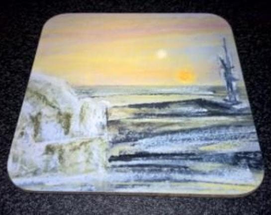 Star Wars Coasters - Star Destroyer, Red  Five, AT-AT Imperial Walkers on ice planet Hoth from Star Wars Inspired pastel original, geek gift
