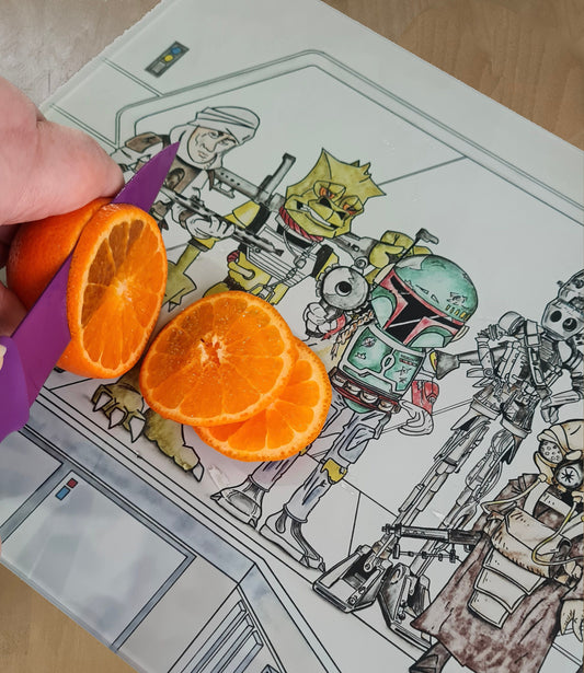 Bounty Hunters Boba Fett Star Wars Chopping board worktop saver from original hand drawing
