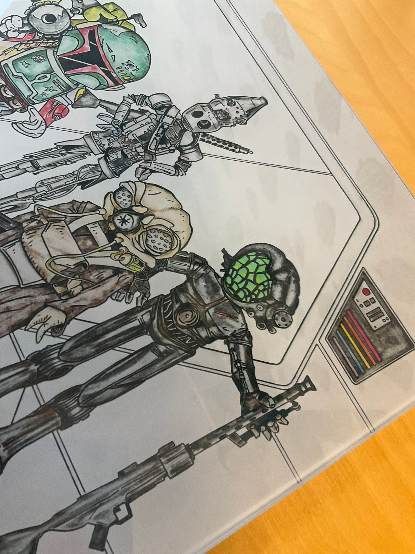 Bounty Hunters Boba Fett Star Wars Chopping board worktop saver from original hand drawing