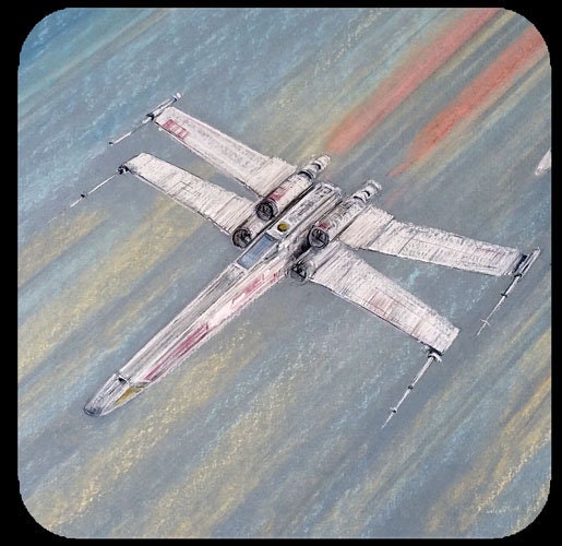 Star Wars Coasters - Star Destroyer, Red  Five, AT-AT Imperial Walkers on ice planet Hoth from Star Wars Inspired pastel original, geek gift