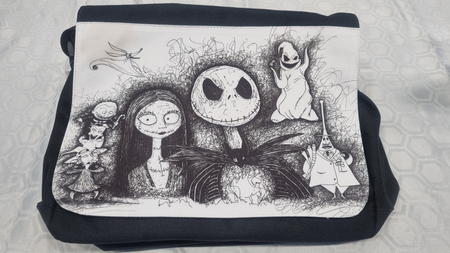 TNBC book bag. Nightmare Before Christmas Messenger bag. From hand drawn originals