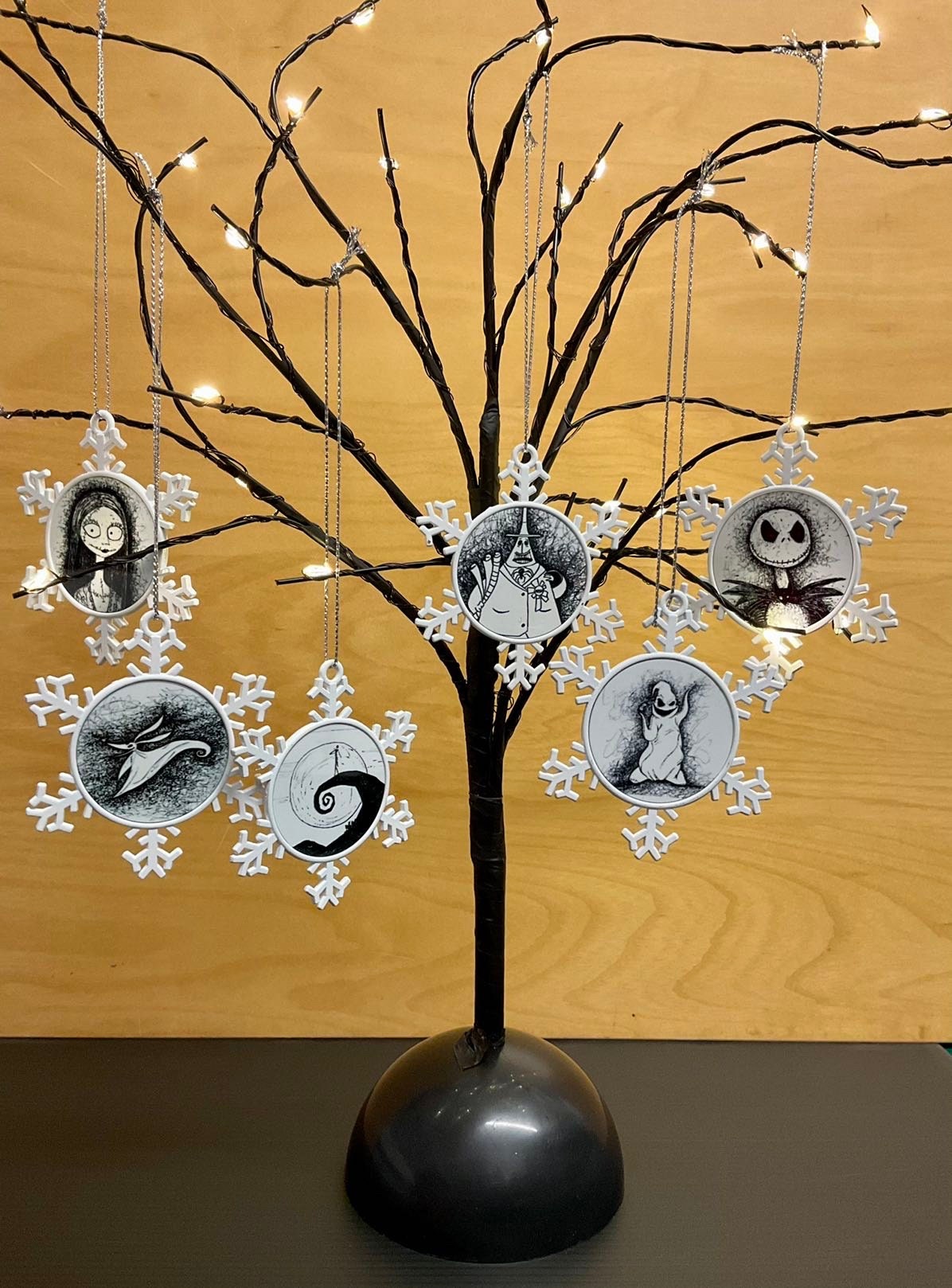 Nightmare before Christmas Set of 6 double sided decorations from hand drawn art