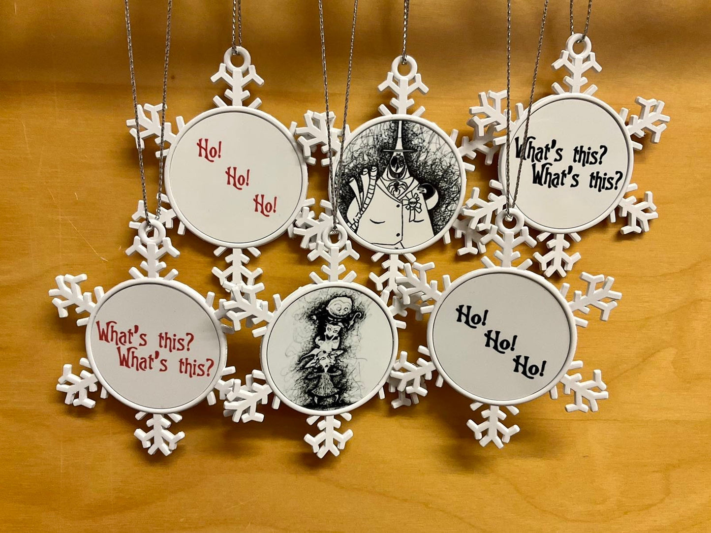 Nightmare before Christmas Set of 6 double sided decorations from hand drawn art