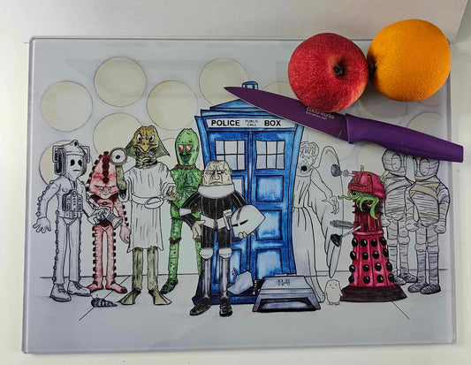 Dr Who Doctor Who Chopping board worktop saver from original hand drawing