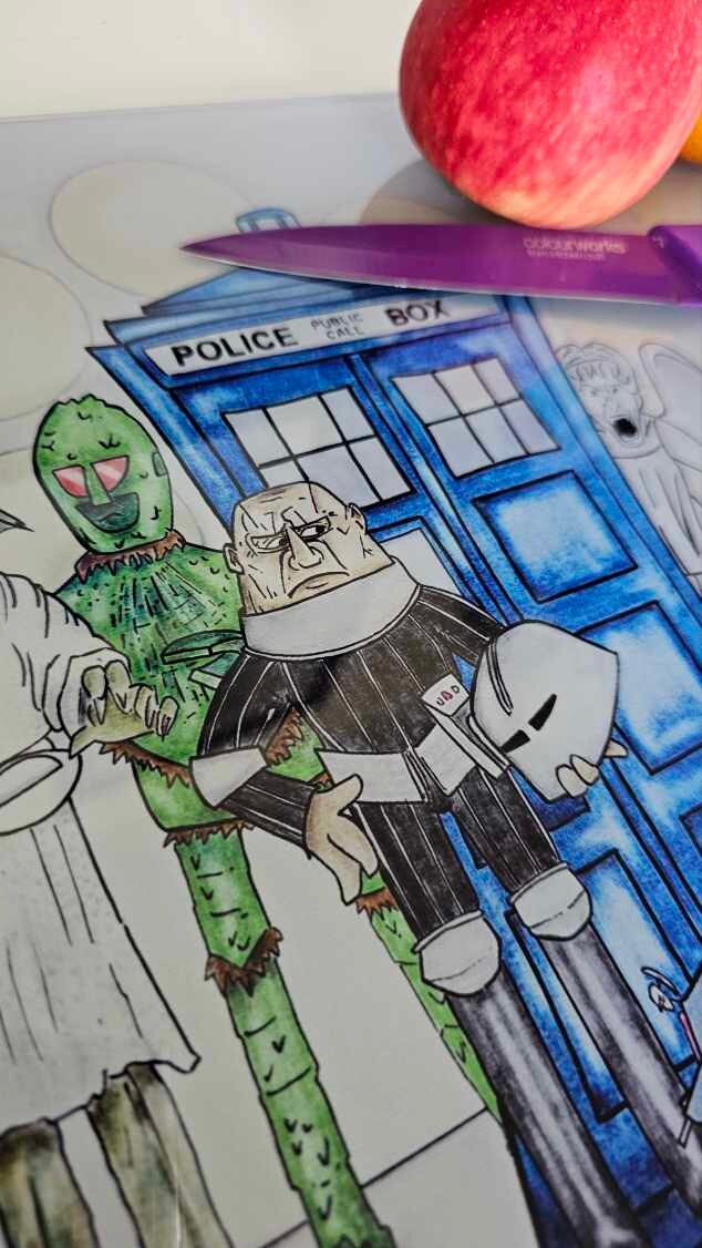 Dr Who Doctor Who Chopping board worktop saver from original hand drawing