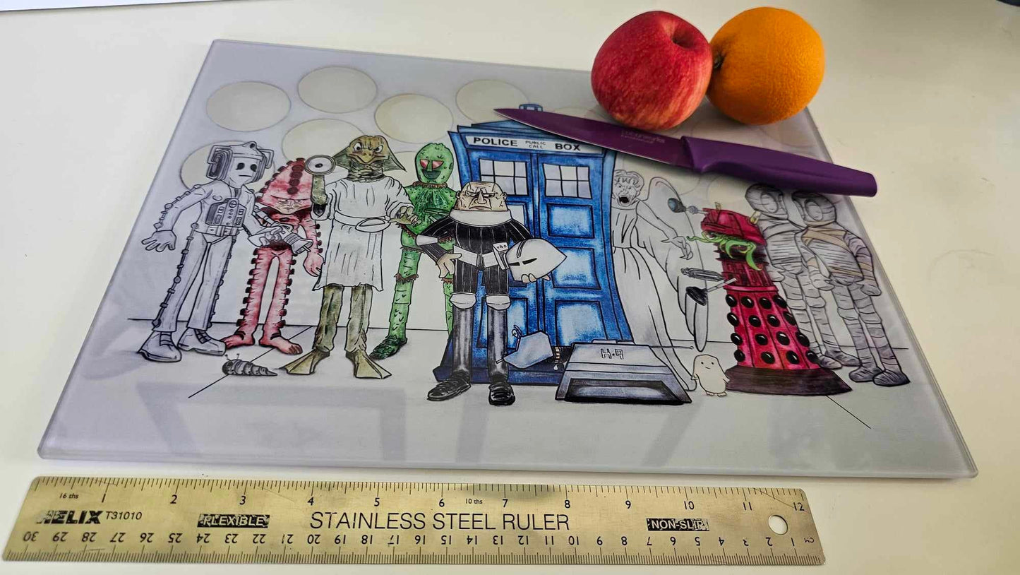 Dr Who Doctor Who Chopping board worktop saver from original hand drawing