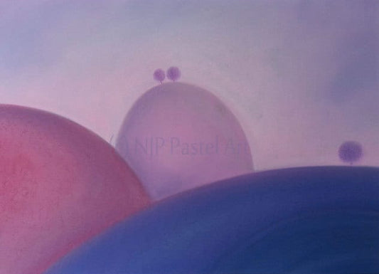 Fantasy art, Abstract landscape, Purple picture, nursery, playroom "Candy Trees" Limited Edition Print from abstract pastel original