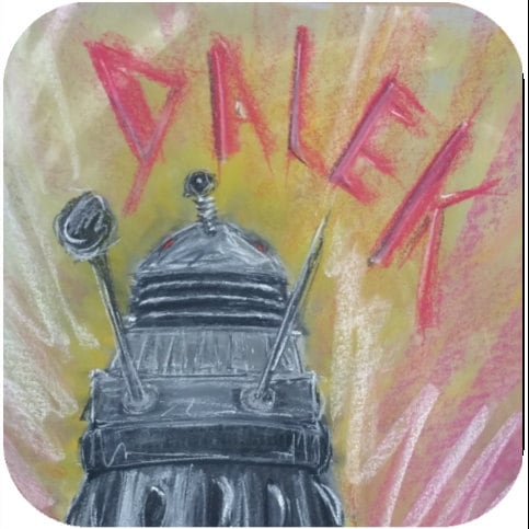 Doctor Who coaster beer mat, K9, Dalek, Tardis, Cyberman, Ice Warrior from Dr Who Inspired pastel original