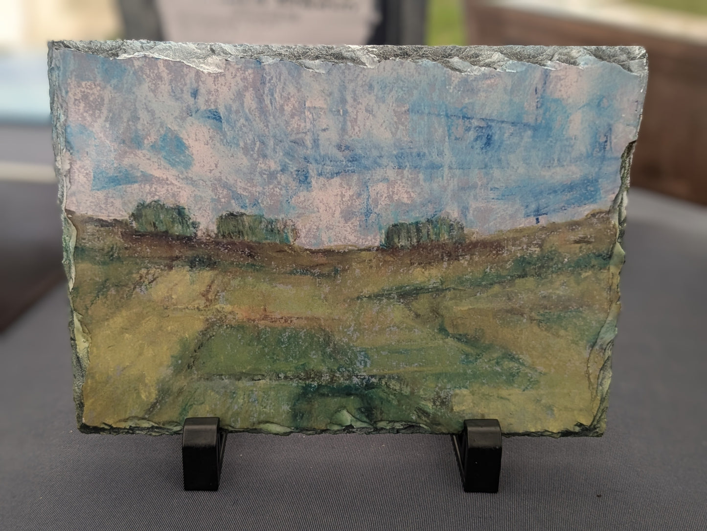 Wiltshire Ridgeway "Three Clumps" printed slate. Limited edition. From Hand drawn original