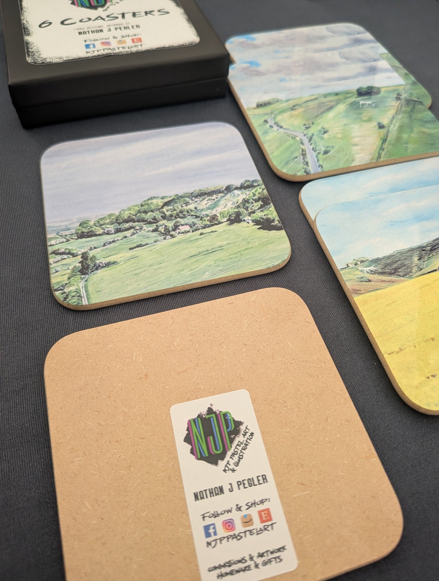 Wiltshire White horses coaster set (6 coasters and box)