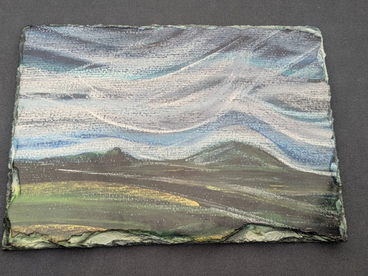 "Summer Silbury" printed slate. Limited edition. From Hand drawn original