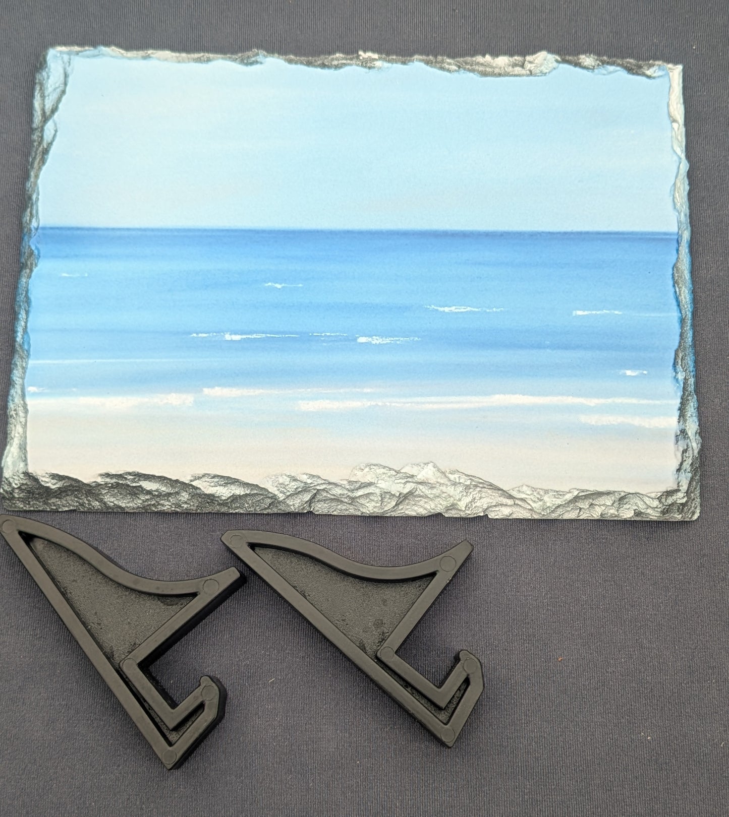 Seascape sea view "Lulworth" printed slate. Limited edition. From Hand drawn original