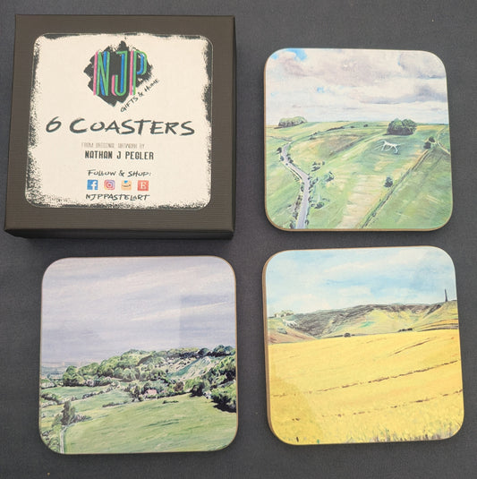Wiltshire White horses coaster set (6 coasters and box)