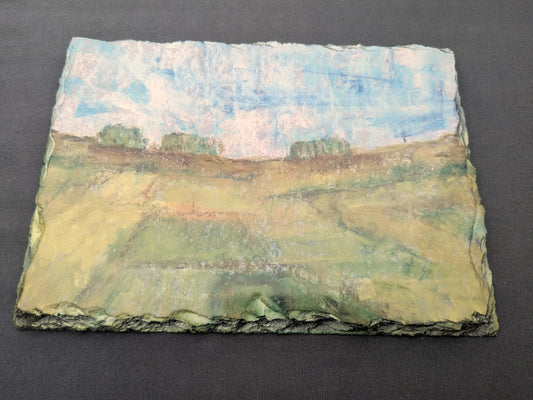 Wiltshire Ridgeway "Three Clumps" printed slate. Limited edition. From Hand drawn original